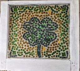 Upcycled Shamrock Mosiac Window