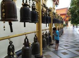 Rows of bells at Wat Pra That Doi Suthep, Chiang Mai province, Thailand