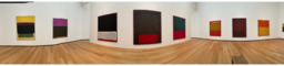 Panoramic view of various color field paintings by Mark Rothko located in the East Building, Tower Gallery, National Gallery of Art, Washington, D.C.