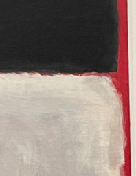 Detail, lower middle right from Untitled (Black, White, Red), 1956, a color field painting by Mark Rothko, (painter) American, born Russia, 1903 - 1970. Painted 1956. Pigmented hide glue and oil on canvas. Dimensions, overall: 235.6 x 211.5 cm (92 3/4 x 83 1/4 in.). Gift of The Mark Rothko Foundation, Inc. to the National Gallery of Art, Washington, D.C.