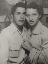 Portrait of J. Louise Schwartz and J. Eddie Schwartz shortly after their marriage circa March 1952