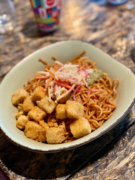 Charred Green Onion Vinaigrette and Lo Mein Noodles