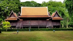 Traditional Thai houses are made of wood and raised on stilts.