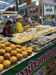 Thai sweet sticky rice with mango is one of the most famous Thai desserts.  