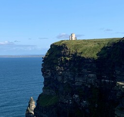 O'Brien's Tower made from limestone, located at the highest point of the Cliffs of Moher, post-restoration