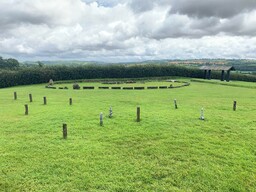 A small stone circle beside the main structure of Newgrange