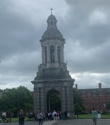 A bell tower, completed in 1853, located in the Library Square of Trinity College in Dublin.