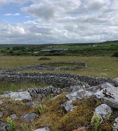 A photo of the Burren and dry stone walls.