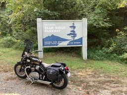 The parkway connects Shenandoah National Park, near Waynesboro, VA (Milepost 0) with Great Smoky Mountains National Park, near Cherokee, NC (Milepost 469). This is the entrance sign at Cherokee, NC.