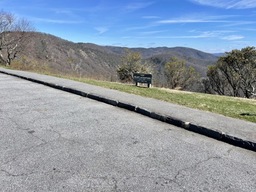 View Bluff Mountain Overlook is at milepost 343.4 and sits an elevation of 3,421 feet. Bluff Mountain has an elevation of 3,972 feet. The overlook has access to Bluff Mountain Trail.