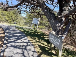 Basin Cove overlook is at milepost 244.7 and sits at an elevation of 3,312 feet. It has access to Flat Rock Ridge Trail, Bluff Mountain Trail, and Mountain State Trail.. 