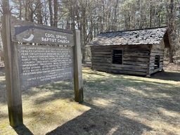 Cool Spring Baptist Church sits at milepost 272. It has access to Tompkins Knob Trail. 