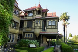 Door on the side of the Winchester House that leads to a straight drop off the side of the house.