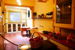 The yellow kitchen is one of six kitchens in the Winchester Mystery House.