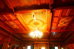 There was carved wood on the ceilings.