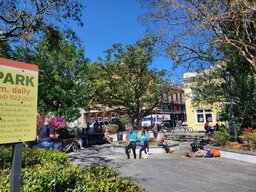 Entrance to Latrobe Park, which rests at the beginning of the French Market, a long series of open-air stalls for food and souvenir vendors.