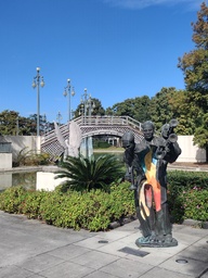 The Louis Armstrong Park is home to a beautiful expanse of greenery and flower beds as well as a pond, monuments to Jazz legends, and Congo Square.