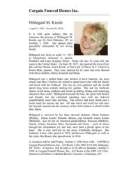 Hildegard Kienle: Obituary